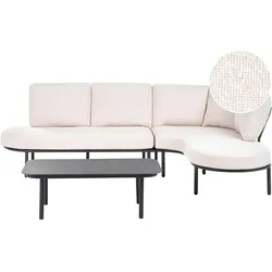 GARTENSOFA mit Tisch 4-Sitzer Metall Schwarz Pollina