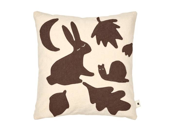 Ferm Living Lunden coussin Off-white-dark chocolate, 30x30 cm