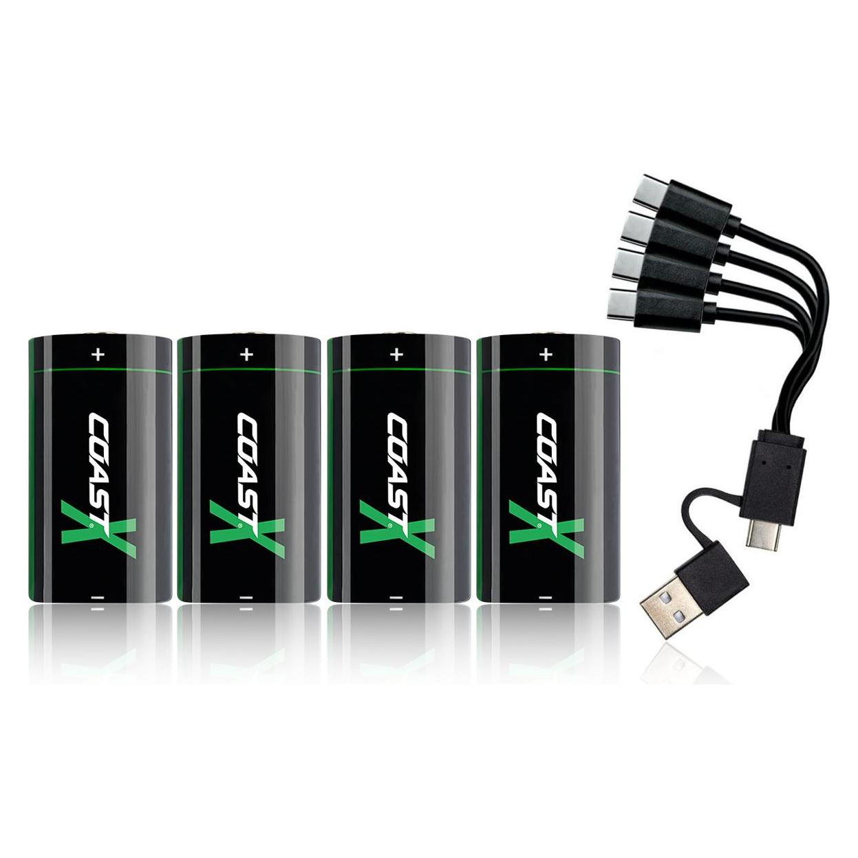 Coast CR123 3V USB-C wiederaufladbar (4 Stk., CR123A, 1100 mAh) (COAST)