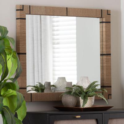 Mirai Bohemian Woven Grasscloth Rectangle Accent Mirror by Bali & Pari in Natural (Size OS)
