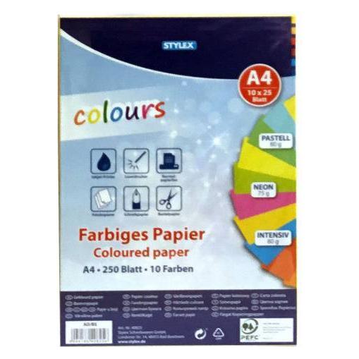 Stylex Kopierpapier A4 250 Blatt mehrfarbig (A4, 80 g/m²) (40825)