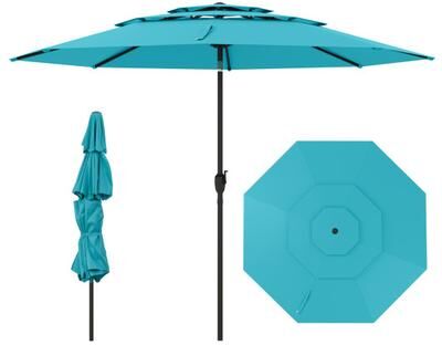 Costway 10 ft 3-tier Vented Patio Umbrella with Push Button Tilt-Green