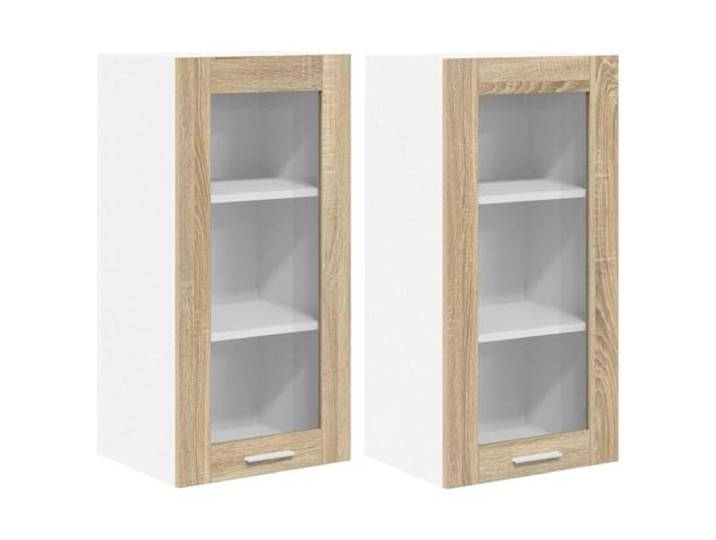 IBUQDDV Hängeschrank 2 Stück Sonoma-Eiche Holzwerkstoff Küchenschrank, minimalistischer Stil, viel Stauraum, robust, pflegeleicht, für Küchenutensilien und Geschirr