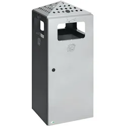 VAR Kombi-Ascher Design H92 für Ausseneinsatz, Abfalleimer, Silber, Grau