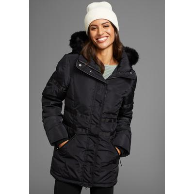 Winterjacke LAURA SCOTT, Damen, Gr. 34, schwarz, Web, Obermaterial: 100% Polyester. Besatz: 80% Polyacryl, 20% Polyester. Futter: 100% Polyester. Futter Rückenteil: 100% Polyester. Kapuzenfutter: 100% Polyester. Wattierung: 100% Polyester,...
