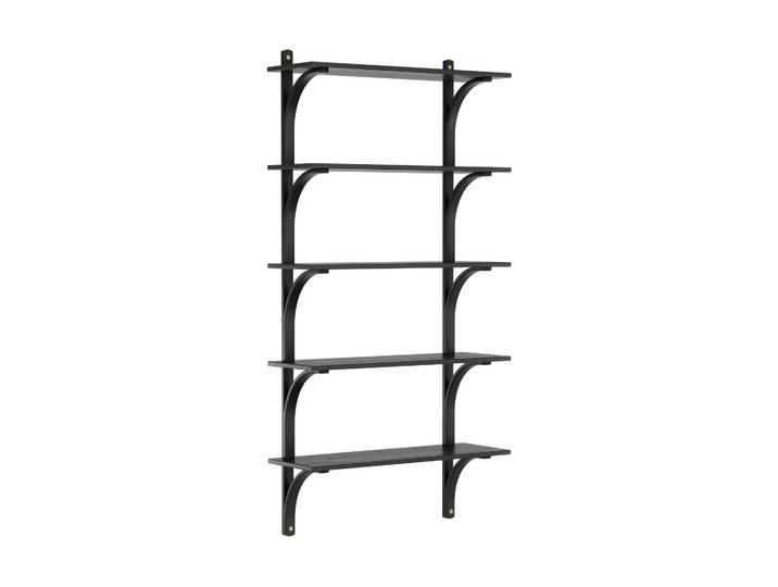 Swedese Levi Regal 5 Fachboden Schwarz lasiertes Esche-Messing, 90 cm