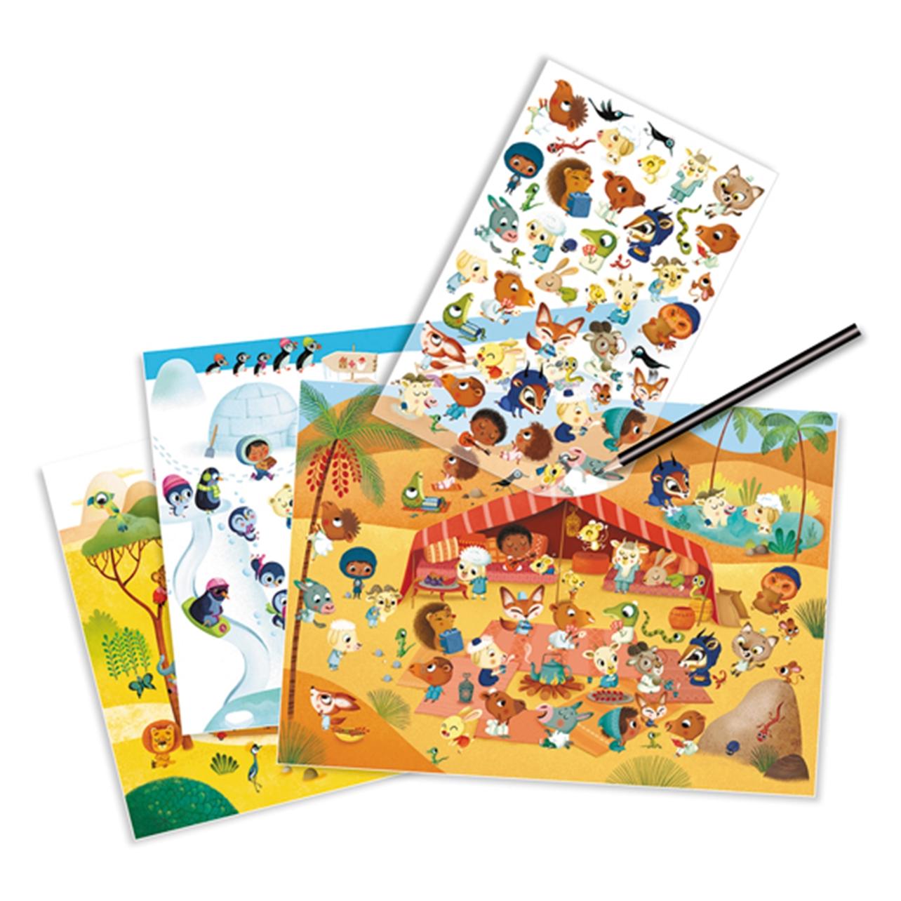 Djeco Abziehbilder Savanne, Wüste, Nordpol (90 Sticker) (5409560)