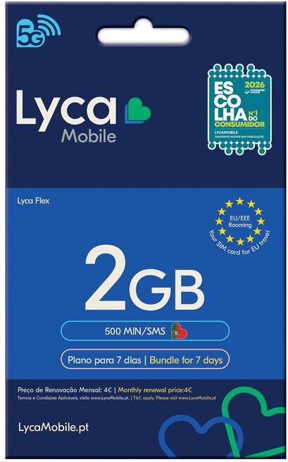 CARTÃO LYCAMOBILE FLEX 2GB