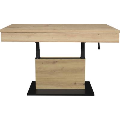 Couchtisch MÄUSBACHER "Lift Couchtisch", braun (vulkanschwarz supermatt, asteiche, asteiche), B/H/T: 110cm x 77cm x 60cm, Tische, Couchtisch, höhenverstellbar 58-77cm,Tischplatte aufziehbar, Staufach, 110cm breit