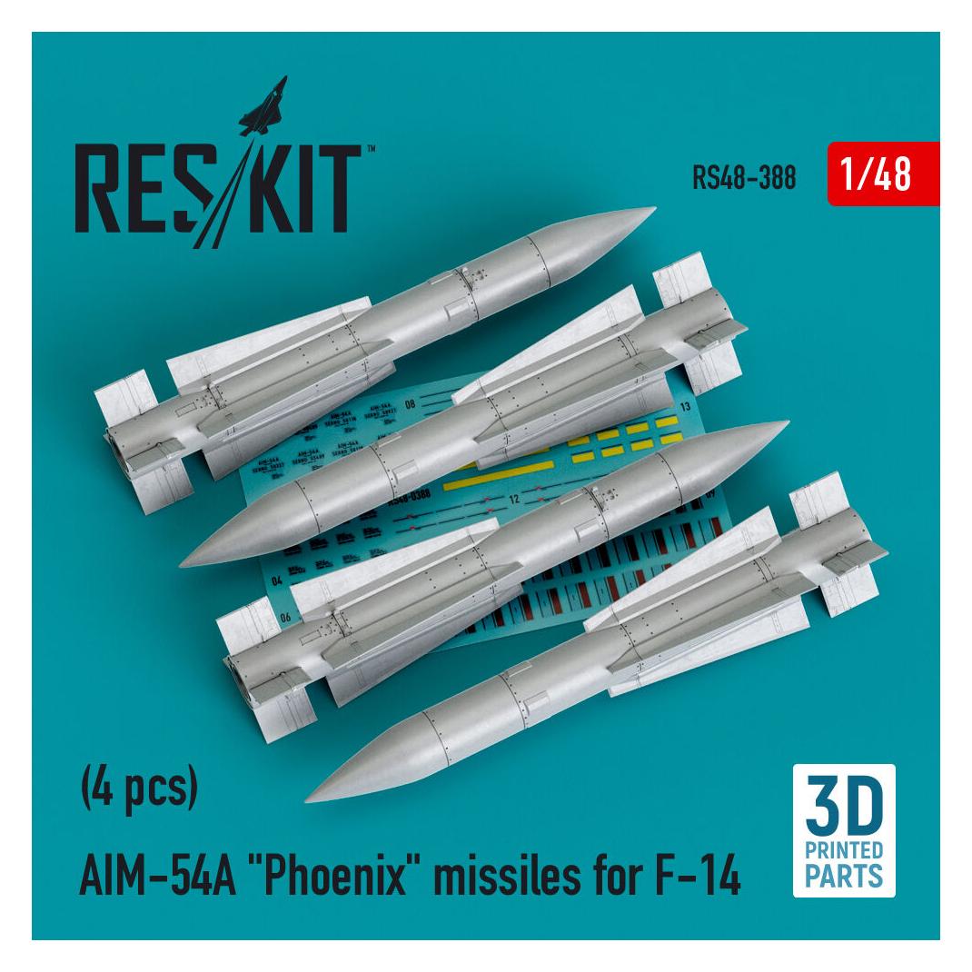ResKit AIM-54A Phoenix missiles for F-14 (4pcs) (3D Printed) (RS48-0388)