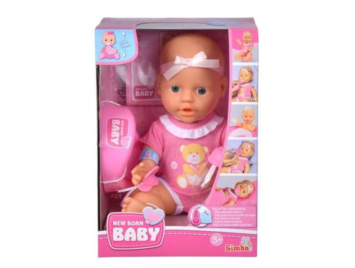 Simba - New Born Baby - Schattige babypop - Drink & plasfunctie - 30 cm - Roze - Vanaf 3 jaar