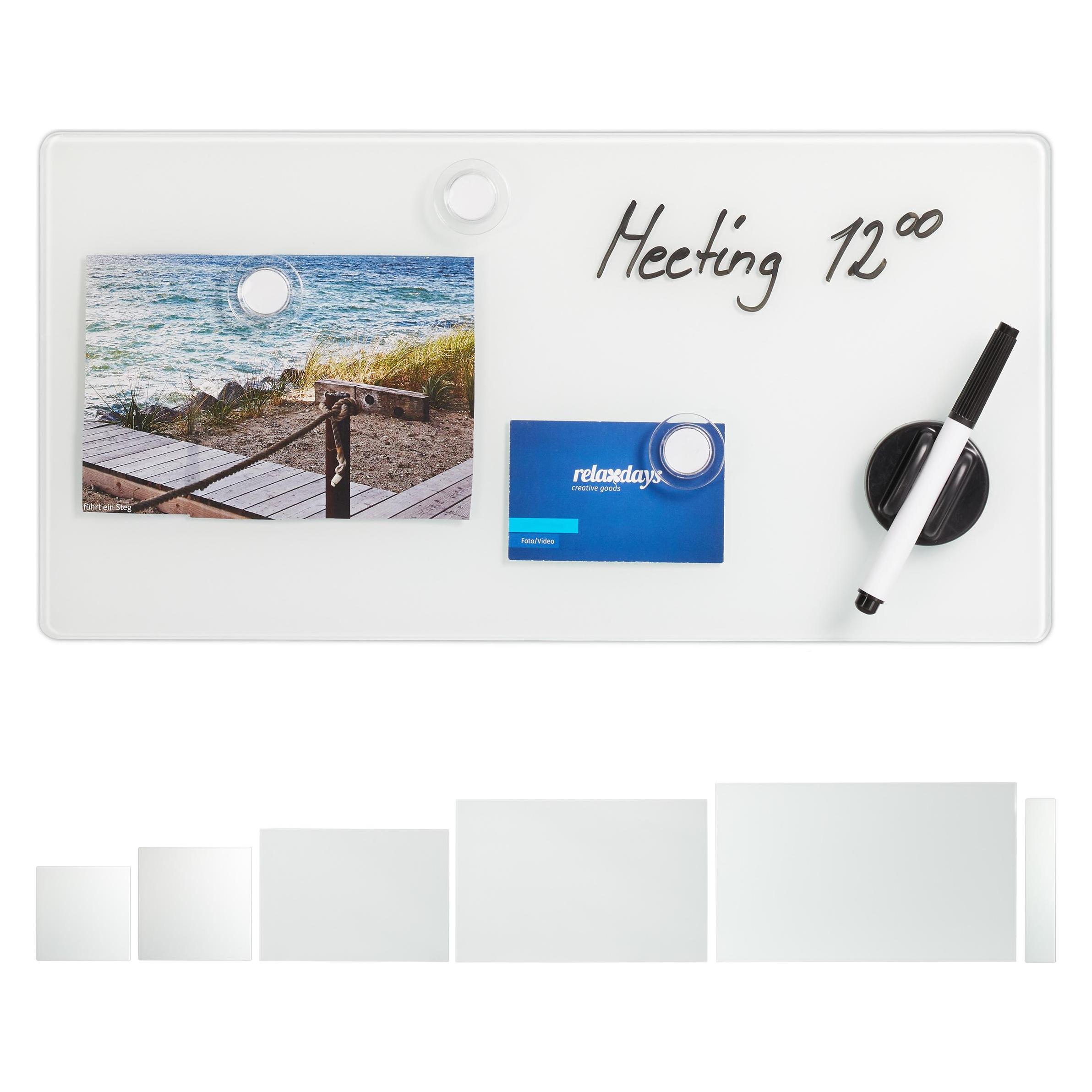 Relaxdays Glas-Magnetboard (Magnettafel, Pinnwand, 40 x 20 cm) (4052025904371)