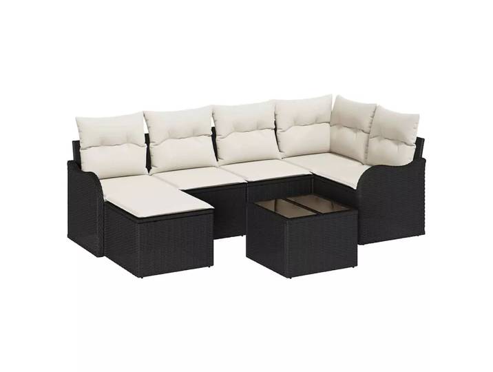 VidaXL - Sofa für draußen poly-rattan, One Size, Schwarz/Weiss