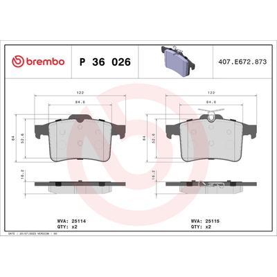 Brembo Bremsbelagsatz, Scheibenbremse [Hersteller-Nr. P36026] für Jaguar