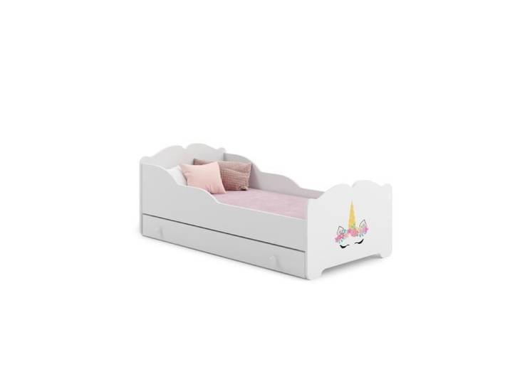 Lit enfant Anna  Corne de licorne  160x80 avec un tiroir un matelas et un sommier