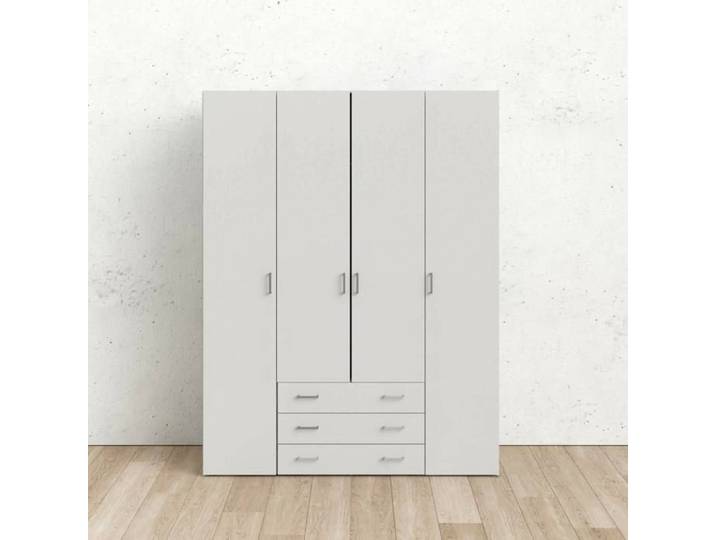 Dmora - Grande armoire Francine 154x49 5h200 4 cm Blanc Panneau effet bois