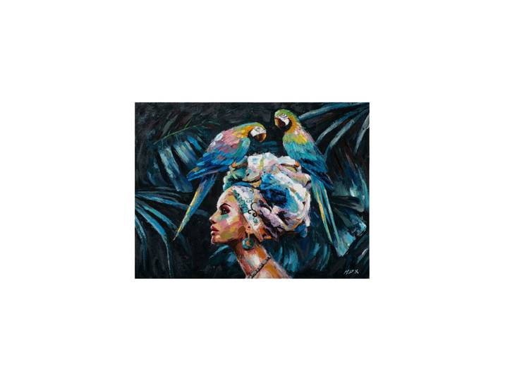 Handgemaltes Bild „Beauty with parrot II“ 90 x 120 cm Multicolor Crea Collection