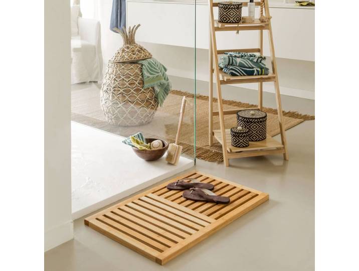 Accessoire salle de bain en bois beige