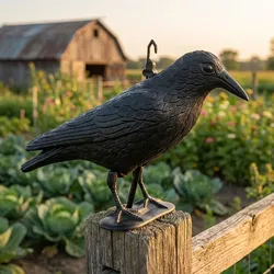 Wetterfester Rabe in schwarz zur Vogelabwehr – 35 x 19 x 13 cm – Schutz vor Tauben & Spatzen, u.v.m.–langlebig & effektiv für Garten, Balkon & Dach