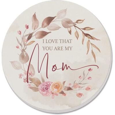 CounterArt Love You Are My Mom Absorbent Stone Tumbled Tile Coaster Set of 4 Made in The USA Protective Cork Backing