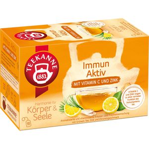 Teekanne Tee Immun Aktiv mit Vitamin C und Zink, Käutertee, 32,4 g, 18 Beutel