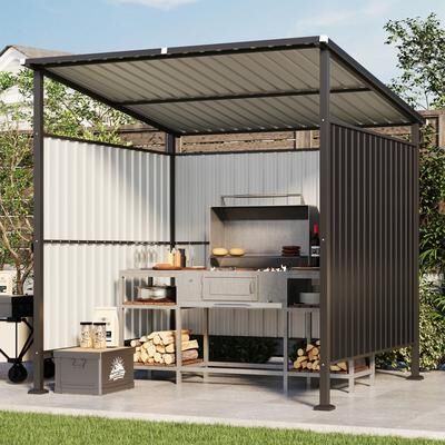 AOXUN 6' x 6' Outdoor Storage Shed Grill Shed for BBQ Pergola for Pets - 6'x6'