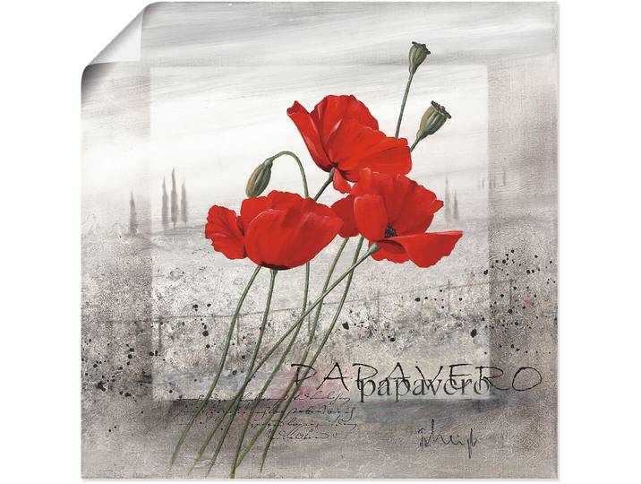 Wandbild ARTLAND Mohnblumen , rot (farbe bild(er): rot), B:70cm H:70cm, Bilder, Wandbild, als Leinwandbild, Poster in verschied. Grössen