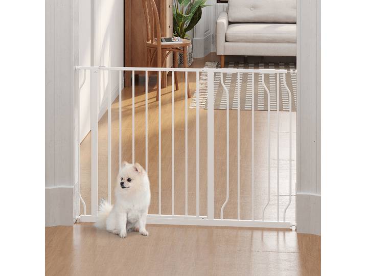 PawHut-Barrière de sécurité pour chiens, escalier 75-115 cm avec 2 extensions