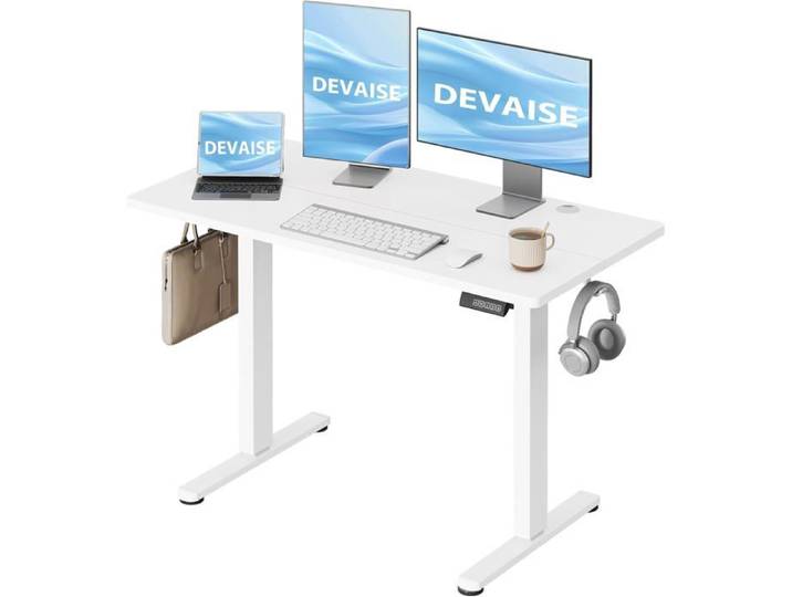 Bureau assis-debout - DEVAISE - 120×60 cm - Hauteur 72–118 cm - Moteur silencieux 3 mémoires