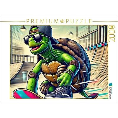 CALVENDO Puzzle Skater-Turtle: Langsam war gestern | 2000 Teile Lege-Größe 90x67cm Foto-Puzzle für glückliche Stunden