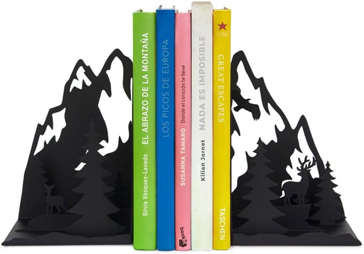 Metalen Boeksteunen Bergen Zwart - Decoratieve Boekensteun voor Boekenplank
