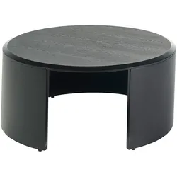 Runder Design-Couchtisch aus schwarzem Holz D80 cm ZAHRA