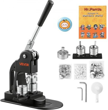 VEVOR Button Machine Badgemaker 25 mm set met 500 onderdelen, zwart