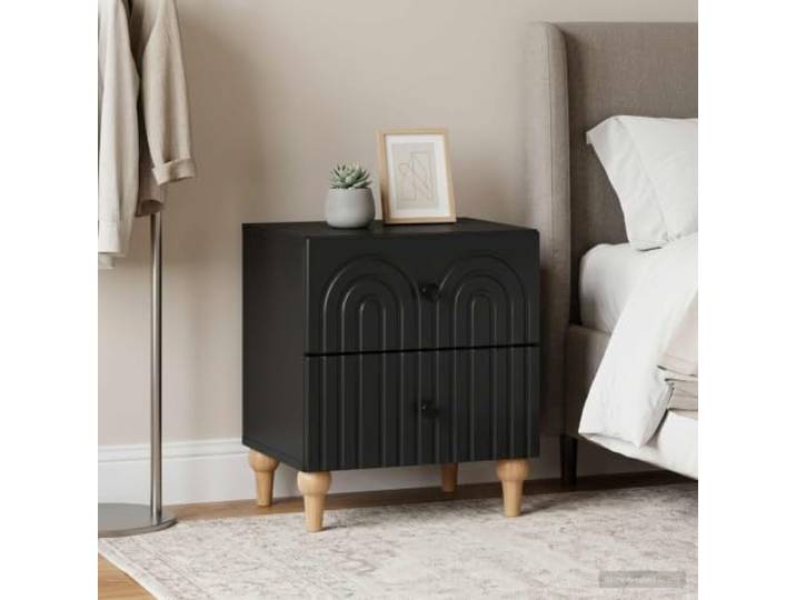 YUTAASU Nachttisch 2 STK. Schwarz 43 x 34,5 x 48 cm Holzwerkstoff Mit 2 Schubladen, Modernes Design, Pflegeleicht, Vielseitig Einsetzbar