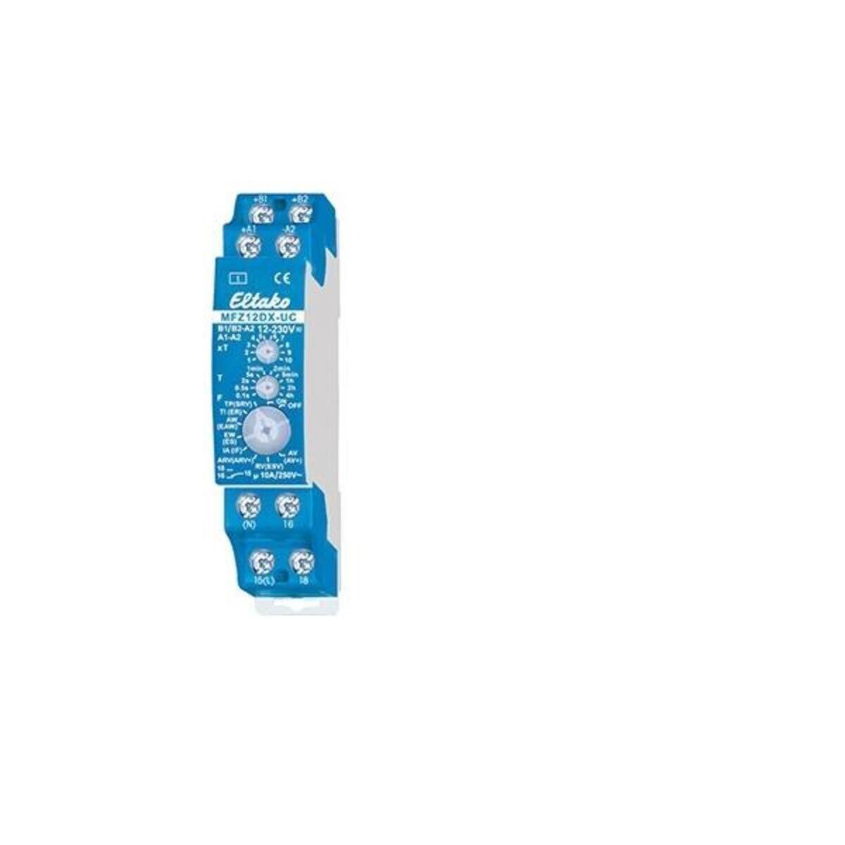 ELTAKO multifunctioneel tijdrelais met 18 functies en 1 universeel potentiaalvrij contact, 10A/250V AC