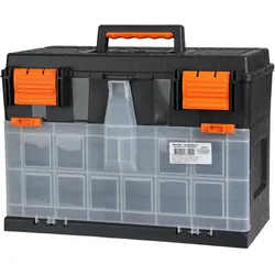 Mojawo, Werkzeugkoffer, Werkzeugkiste Anglerkiste Aufbewahrungsbox Henkel 45x26xH32cm Schwarz