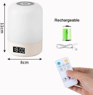 Uplifted Finds Rechargeable Dimmable Touch LED Table Lamp clock Remote Control