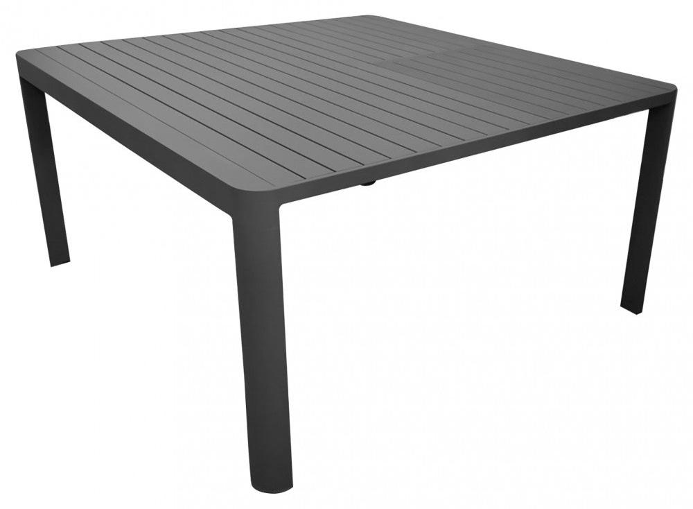 Outdoor-Tisch, 100x150 cm, aus Aluminium mit brettgesteuerter, in der Breite vergrößerbaren Tischplatte, Modell Square Maxi - Anthrazit