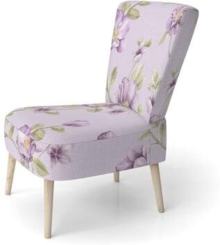 DESIGN ART "Designart ""Purple Flowers and Leaf"" Upholstered Cabin & Lodge Accent Chair and Arm Chair"