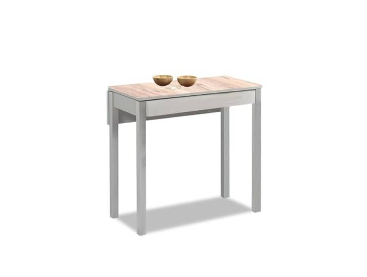 ASTIMESA - Ausziehbarer Küchentisch - mit herunterfallendem Flügel und laminiertem Deckel - Aluminiumgestell - für kleine Räume - 90 x 50 cm