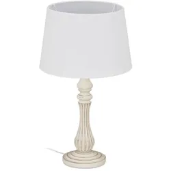 Relaxdays Tischlampe Landhausstil Weiß,Creme