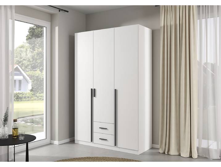 Armoire Livaro 136cm Blanc/Blanc alpin Sans portes miroir
