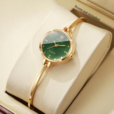 Fusion Finds Elegant Women's Bracelet Watch With Quartz Movement And Bangle Strap For Everyday Style gold Green