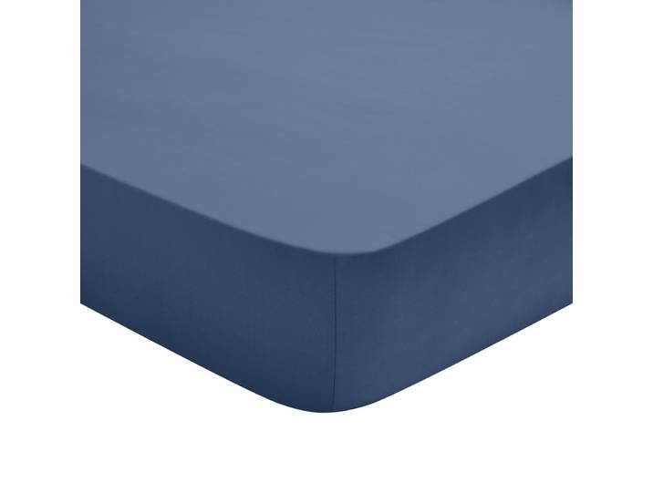 Drap housse coton bleu 180x200 cm