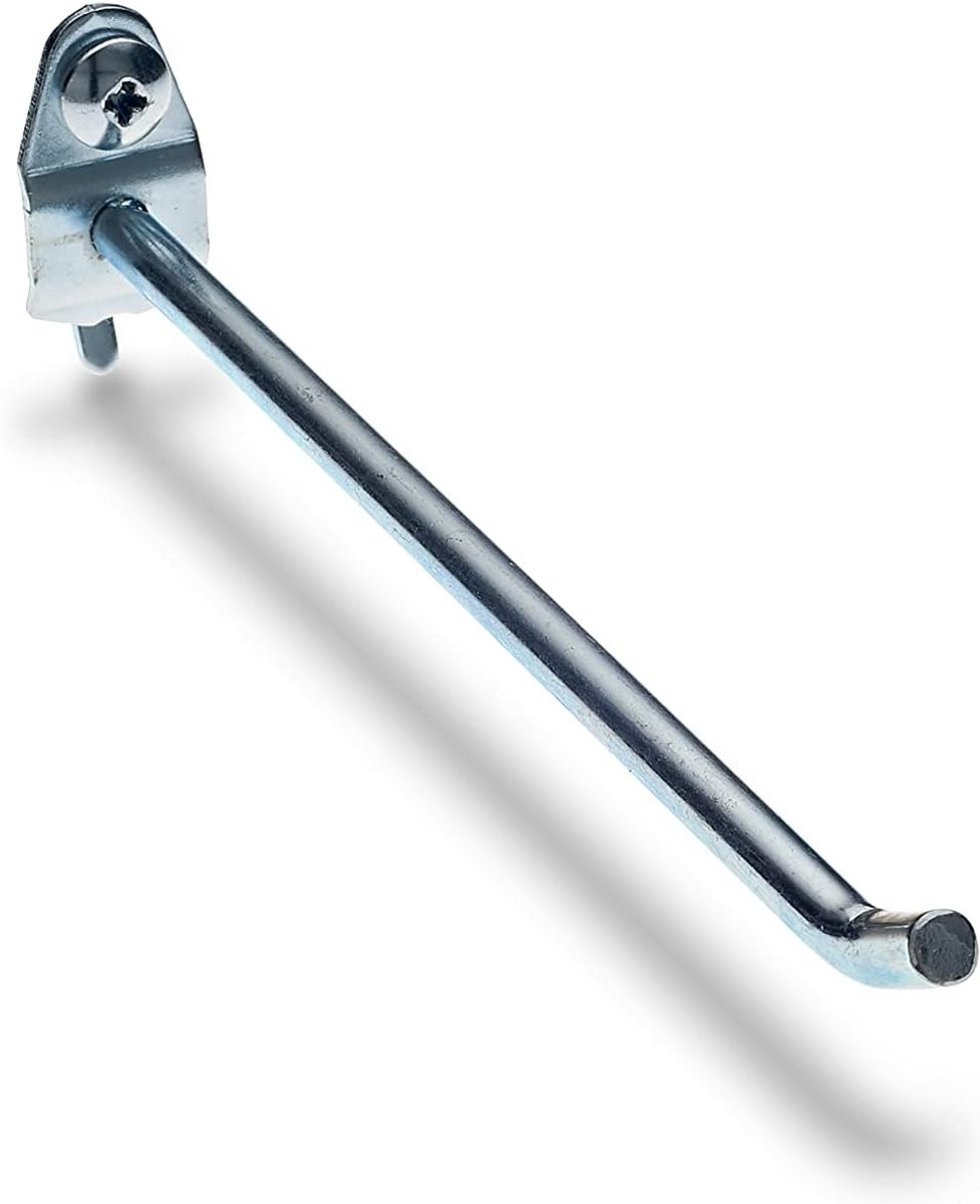 10x Zware Stalen Pegboard Haken - Enkele Haak met 30 Graden Bocht voor 1/8" en 1/4" Gatenborden