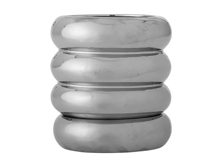 Bloomingville Shine pot de fleur avec soucoupe Argent, 16x18 cm