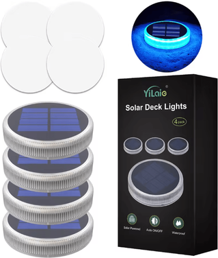 Inspire Essentials LumiDeck Solar LED Deck Lights Outdoor Waterproof 4 Pack d round