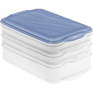 Rotho Aufschnittbox Foodcenter Rondo, aus Kunststoff, 2x 0,75 & 1x 1,35 Liter, 3-lagig, transparent/ blau, luftdicht