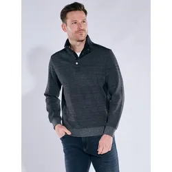 engbers Herren Sweatshirt mit Stehkragen Schwarz regular gemustert Zipper - S