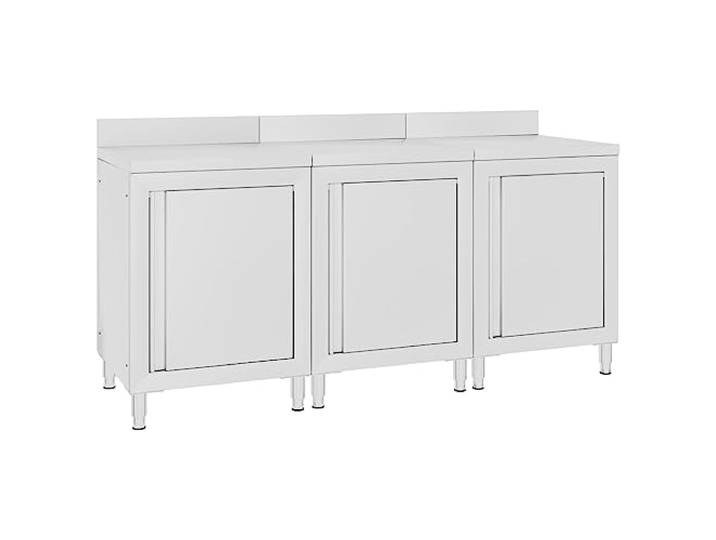WXGTBKPR Arbeitsschrank 180x60x96 cm Edelstahl, Gastro-Küchenschrank Robust & korrosionsbeständig, Mit 10 cm Aufkantung, Höhenverstellbare Füße